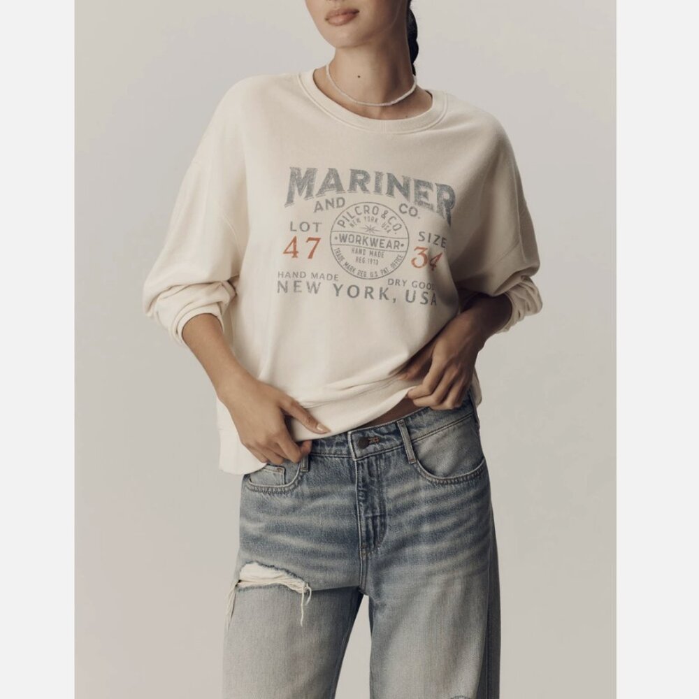 Anthropologie Cream "Mariner" Graphic Sweatshirt